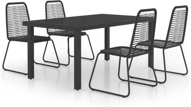 Furnicato Garten Essgruppe aus Aluminium und WPC in Schwarz, B/T/H: 150 x 90 x 74 cm - Bild 1