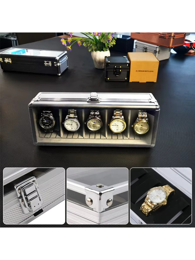 Uhren Box Aluminium, Silber, Unisex - Bild 5