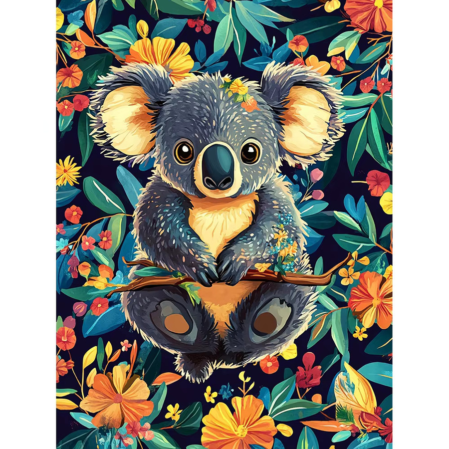 EverShine Diamant Mosaik Set Koala Bild mit Blumen, Strass Stickerei Set in Multicolour, Breite: 30,0 cm, Höhe: 20,0 cm - Bild 4