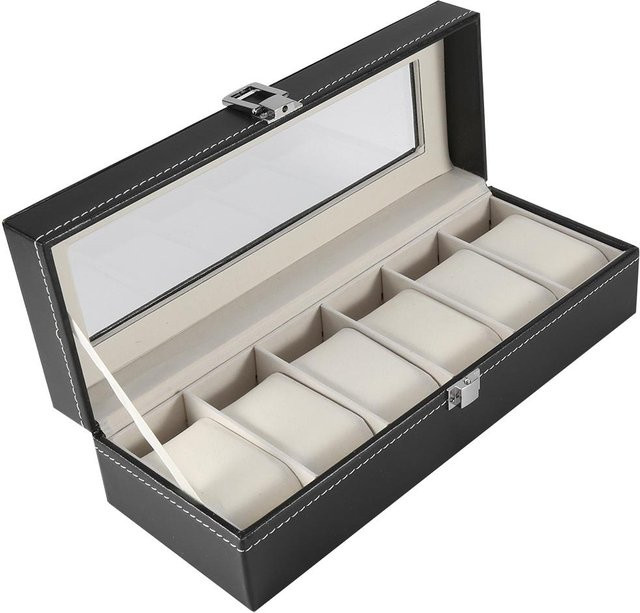 TOMTOP Uhren und Schmuck Organizer, PU Leder, 6 Slots, Schwarz, Herren - Bild 1