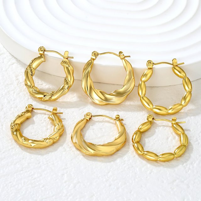 LUXUKISSKIDS Creolen, 18K PVD vergoldet, Gold, Vintage, Damen - Bild 1
