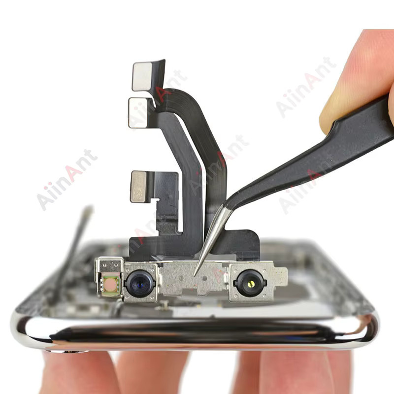 Näherungssensor und Frontkamera Flexkabel für Apple iPhone 12 13 14 15 Pro Max Plus Mini in Schwarz ohne Face ID inklusive Aufkleber - Bild 2