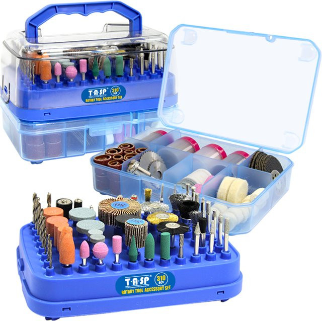 T·A·SP 310-teiliges Mini-Bohrer-Zubehörset in Multicolour mit Bits, Klingen und Scheiben zum Schleifen, Schneiden und Polieren - Bild 1