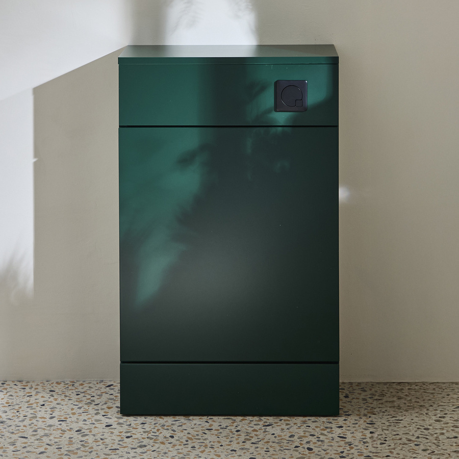 Cluo Spülkastenverkleidung Dunkelgrün mit schwarzem Spülknopf, Breite: 50 cm - Bild 1