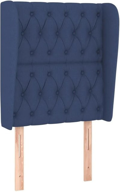 vidaXL Kopfteil mit Ohren in Blau aus Stoff, B/T/H: 83 x 23 x 118/128 cm - Bild 1
