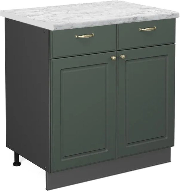 Vicco Küchenunterschrank Fame-Line Landhausstil in Grün-Gold und Anthrazit mit Marmor-Optik, B/T/H: 80 x 60 x 82 cm - Bild 1