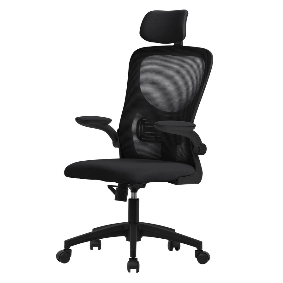 ML-Design Ergonomischer Bürostuhl Schwarz mit verstellbarer Kopfstütze und Rollen - Bild 3