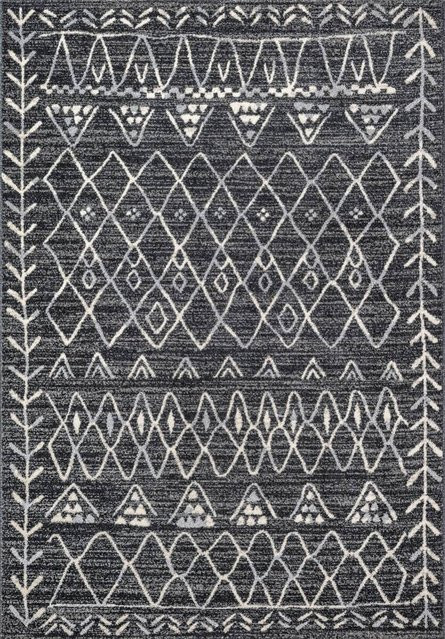 Sanat Teppich Schwarz Geometrisches BOHO Design Pflegeleicht und Fußbodenheizung geeignet Breite: 200 cm, Tiefe: 80 cm - Bild 1