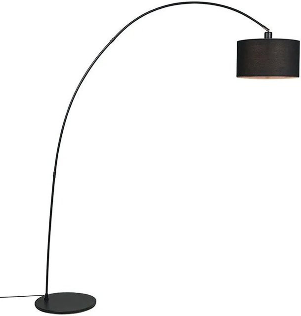 QAZQA Moderne Bogenlampe Vinossa in Schwarz mit Stoffschirm und dimmbarer Funktion - Bild 1