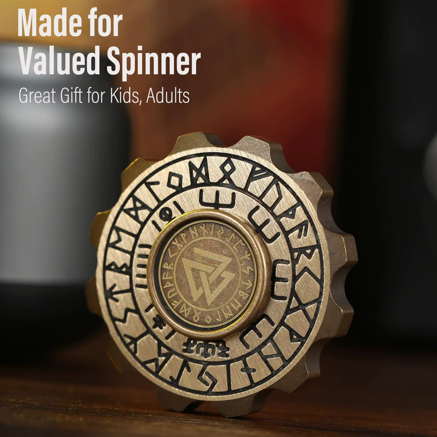 Meade EDC Viking Pirate Fidget Spinner, Doppelseitiger Retro-Messing-Metall Stressabbau-Rotations-Fingerspielzeug - Bild 3