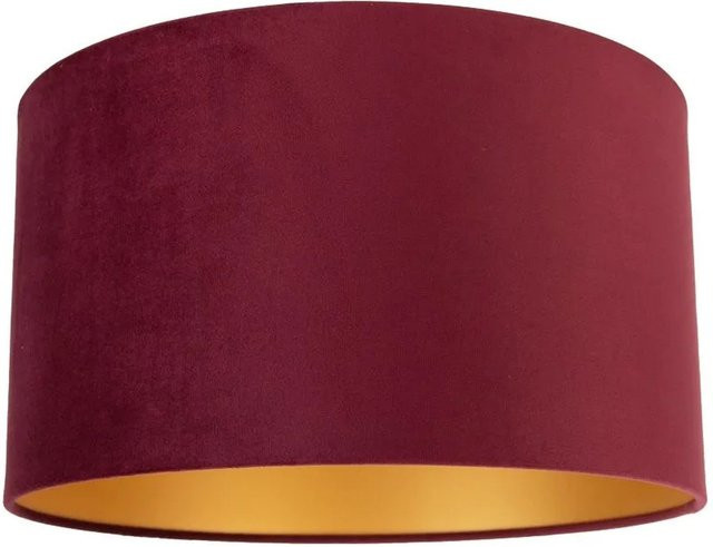 QAZQA Samt Lampenschirm Rot mit goldener Innenseite, Zylinderform, E27, Durchmesser: 35 cm, Höhe: 20 cm - Bild 1