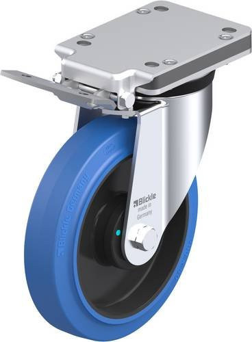 Blickle Lenkrolle LK-POEV 200KAD-IS-SB mit Feststeller in Schwarz und Blau, Rad-Durchmesser: 200 mm, Tragfähigkeit: 500 kg - Bild 1