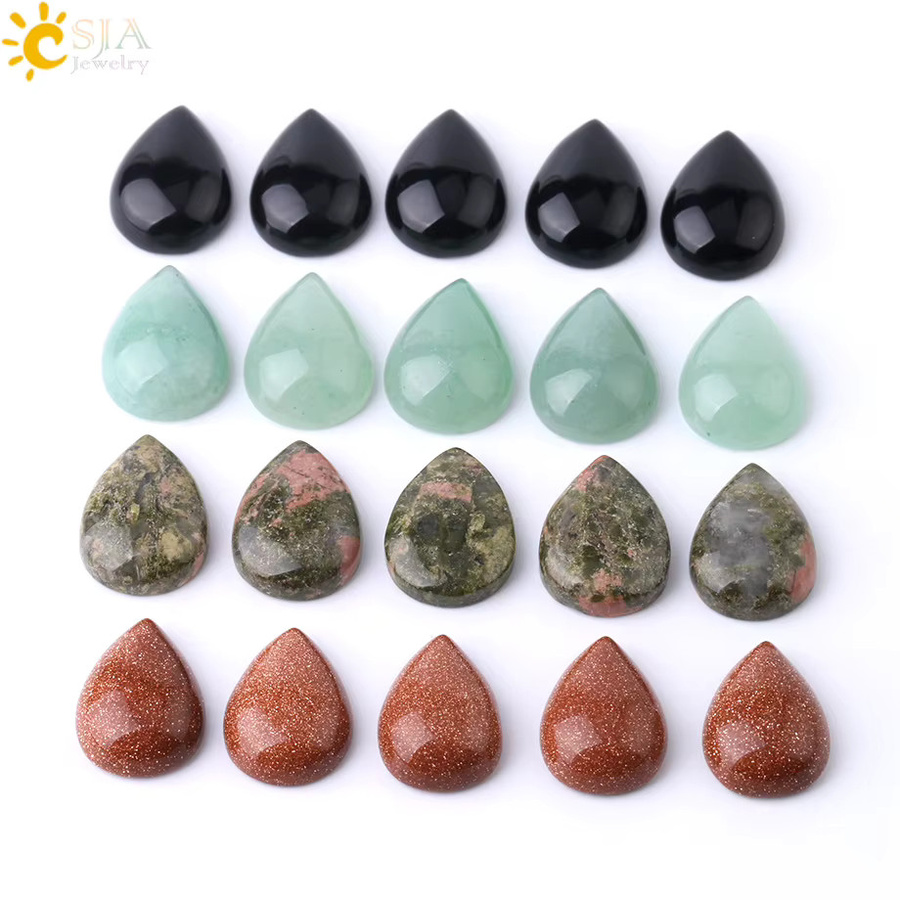 Csja Naturstein Wasser Tropfen Kristall Cabochon Perlen, Unisex - Bild 2