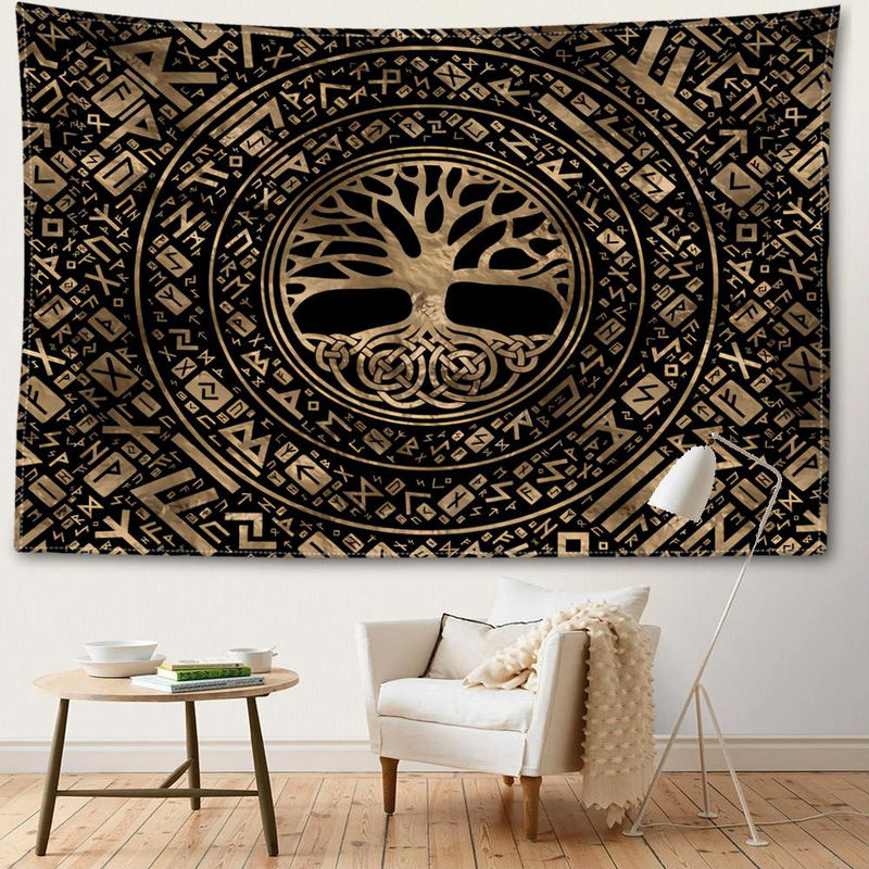 Super Six Wandtapisserie Rune Levensboom Abstrakt Bohemian Wandbehang Mehrfarbig B: 200 cm, H: 150 cm - Bild 2
