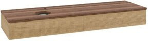 V&B Waschtischunterschrank Antao mit Frontstruktur, Wandhängend, Farbe: Weiß und Eiche Honig, Breite: 160 cm, Tiefe: 50 cm - Bild 1