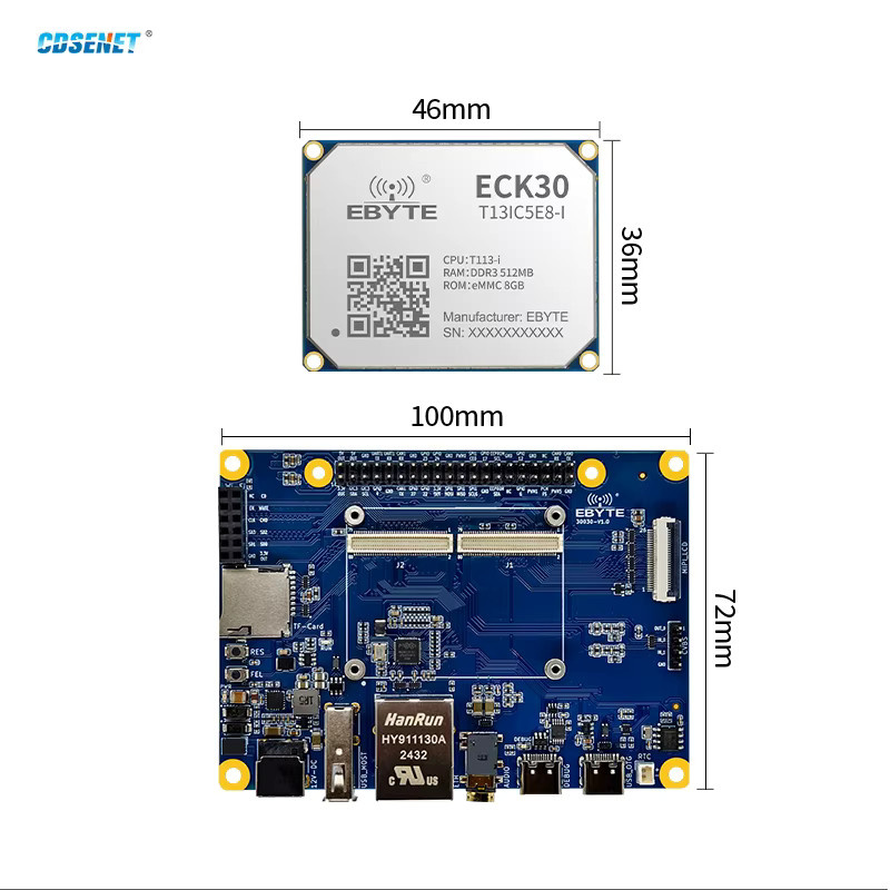 CDSENET T113-i Core Board Linux BTB 1.2G Dual-Core ARM A7 RISC-V DSP Multi-Core Heterogene Low Power Industrial Grad - Bild 2