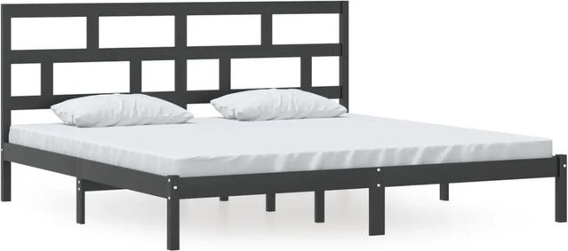 vidaXL Massivholzbett aus Kiefer in Schwarz, B/T: 200 x 200 cm - Bild 1