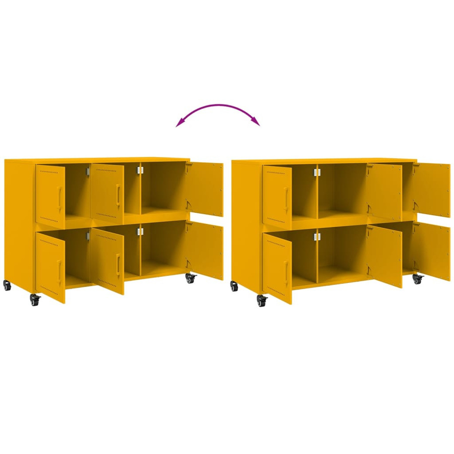 vidaXL Sideboard aus Metall in Senfgelb im Industrial-Design B/T/H: 100,5 x 39 x 72 cm - Bild 2