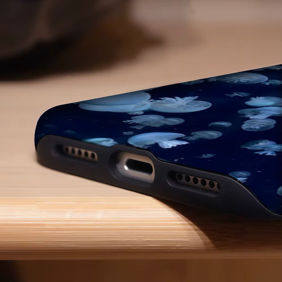 Potdemiel Tiefsee-Quallen Handyhülle mit Magnetfunktion für iPhone 17 16 15 14 13 Pro Max Plus, robuste doppelschichtige Schutzhülle in Blau - Bild 6