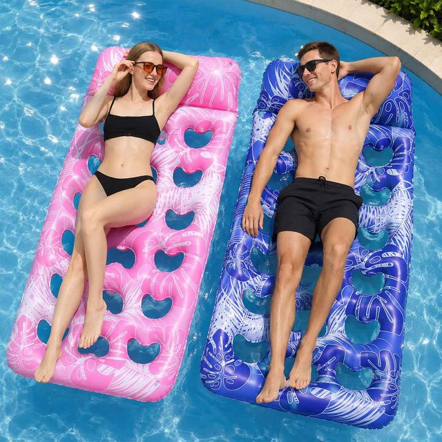 Aufblasbare Pool-Schwimmatte als Schwimminsel für Erwachsene in Pink mit Kopfstütze und einer Länge von 180 cm - Bild 1