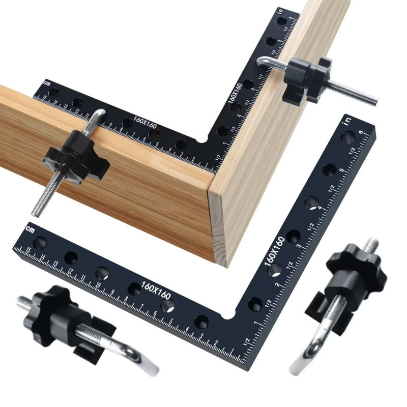 JIGHOLE 90-Grad-Positionierungsquadrate aus Aluminiumlegierung in Schwarz für die Holzbearbeitung und Tischlerei, B/T/H: 16,0 x 16,0 x 3,0 cm - Bild 2