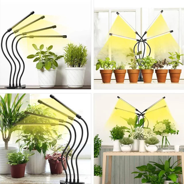 USB-Clip-Pflanzenlampe mit LED-Vollspektrum, dimmbar und mit Timer, warmweißes Licht, Schwarz - Bild 1