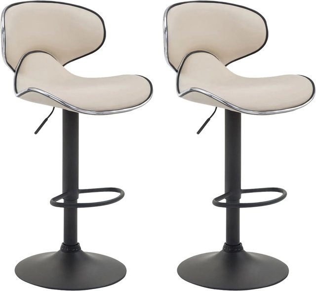 DELUKE 2er Set Barhocker FAMIR aus Kunstleder in Creme und Schwarz, B/T/H: 46 x 49 x 88 cm - Bild 1