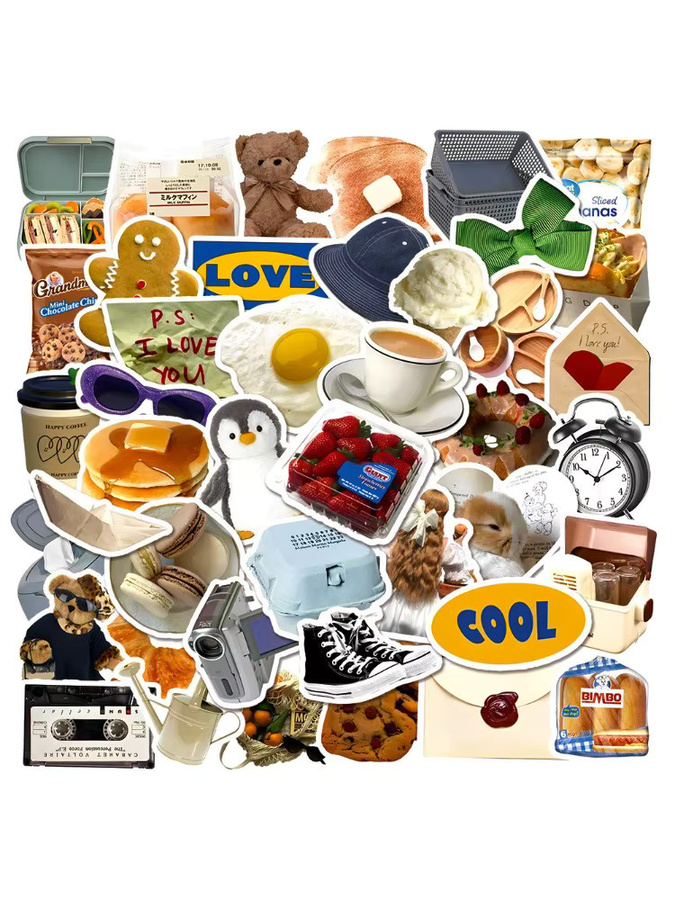 50 Stück Cartoon Aufkleber im Milch und Butter Stil von BulingBulingStickers in Multicolour für Kühlschrank, Laptop und Gepäck - Bild 4