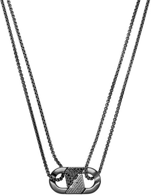 Emporio Armani Halskette, Edelstahl, Schwarz, Zirkonia, Herren - Bild 1