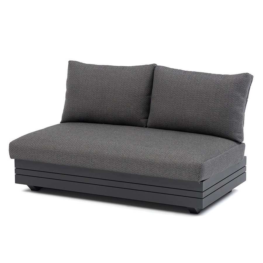 Zebra Cubo Neo Lounge 2-Sitzer mit pulverbeschichtetem Alu-Gestell in Graphite und wasserdichten Kissen in Sutton Grey - Bild 2