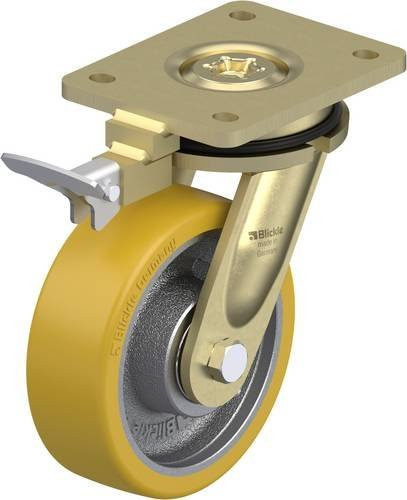 Blickle Lenkrolle LS-GTH 150K-RI4 mit Feststeller in Silber und Braun, Rad-Durchmesser: 150 mm, Tragfähigkeit: 800 kg - Bild 1