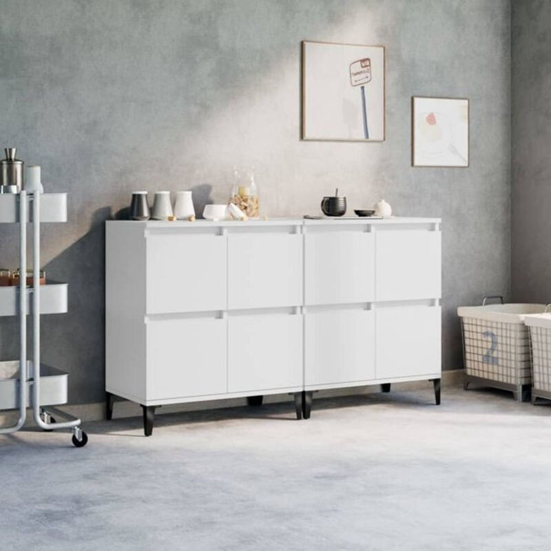 Vidaxl Sideboard Set 2 Stück Weiß Modern aus Holzwerkstoff B/T/H: 60 x 35 x 70 cm - Bild 1
