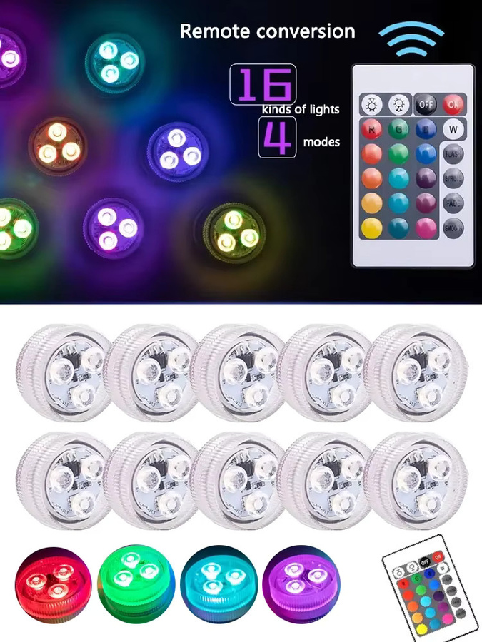 Heinast RGB LED Unterwasserleuchte batteriebetrieben in Multicolour für Garten und Schwimmbad - Bild 4