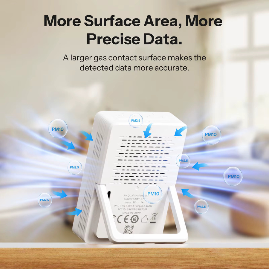 SONOFF AirGuard SAWF-07P WLAN Luftqualitätsmonitor mit Matter-Unterstützung, Feinstaubsensor für PM2.5/PM10 sowie Temperatur- und Feuchtigkeitssensor, Weiß - Bild 3