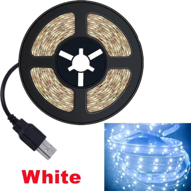OuuZuu USB LED Streifen SMD 2835 IP65 Flexibles Lichtband in Weiß für TV-Hintergrundbeleuchtung und Akzentbeleuchtung, 5V - Bild 1