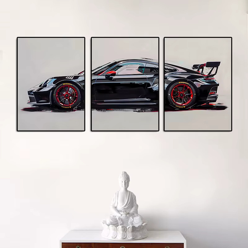 Potdemiel Supercar Poster Set aus 3 Leinwandmalereien mit Sportwagen Motiven zur Wanddekoration für Kinderzimmer - Bild 2