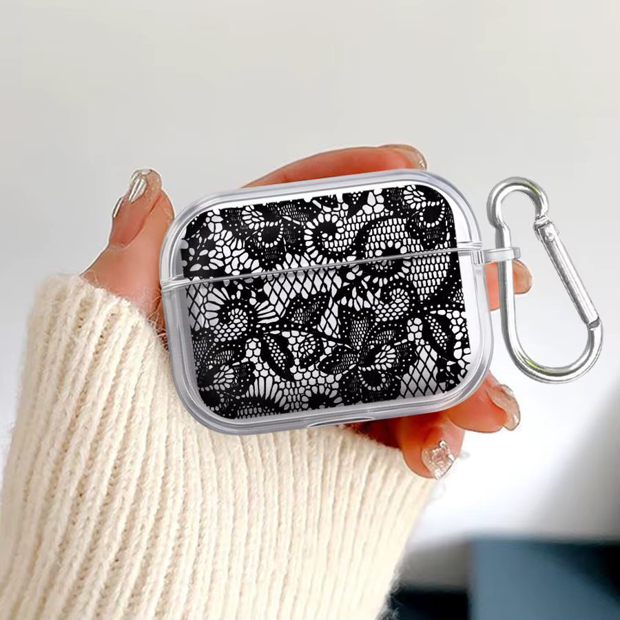 Transparente Kopfhörerhülle mit Blumenstamen-Muster für Apple AirPods Pro 1, 2 und 3 - Bild 2