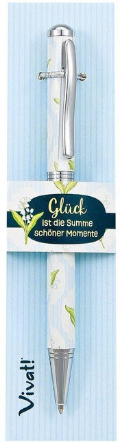 Kugelschreiber St. Benno Verlag Glück ist die Summe schöner Momente aus Metall in Blau und Weiß - Bild 1