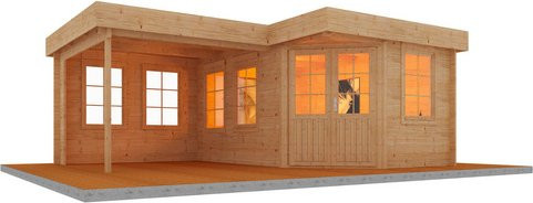 WOLFF FINNHAUS Gartenhaus Guda 5643 40 aus Fichtenholz in Beige, B/T: 596 x 461 cm, 19 m² - Bild 1