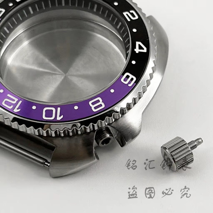 LIYAN Uhrengehäuse Turtle, Edelstahl, Schwarz-lila, 44 mm, Unisex - Bild 2
