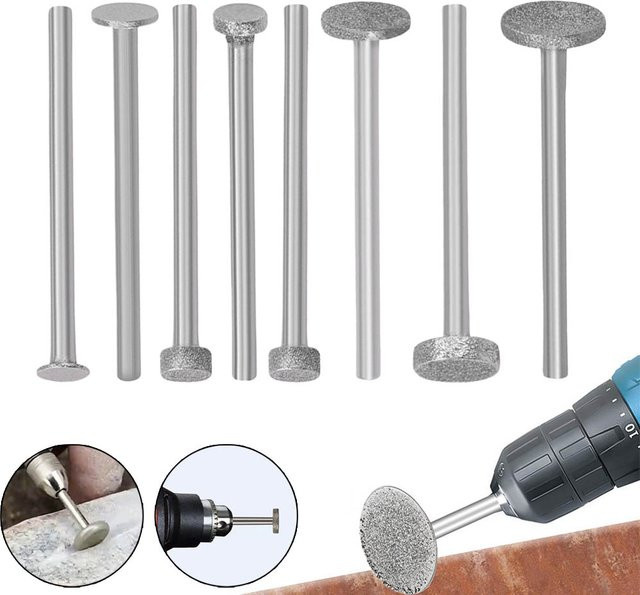 VIBRATITE 2er-Set Diamant Schleifköpfe zum Schleifen und Polieren von Jade und Metall mit 3 mm Schaft, Farbe: Silber - Bild 1