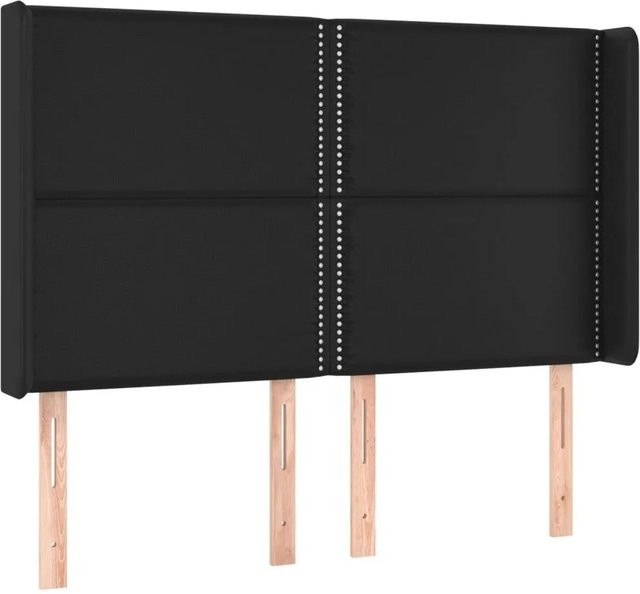 vidaXL Kopfteil mit Ohren in Schwarz aus Kunstleder, B/T/H: 147 x 16 x 128 cm - Bild 1