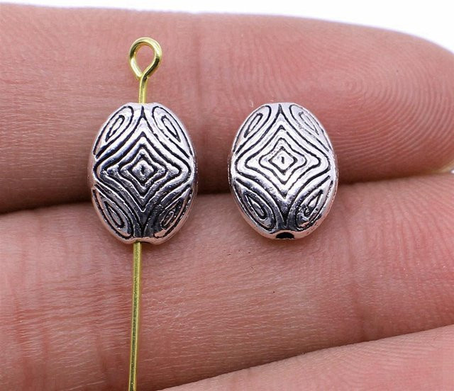Loch-Abstandshalter Perlen, Antik Bronze Silber, 9x12mm, Grau - Bild 1