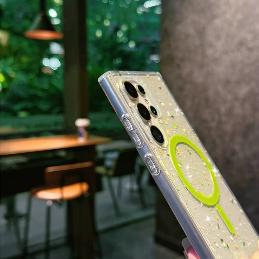 Magnetische MagSafe Handyhülle mit Ahornblatt-Blumen-Design für Samsung Galaxy S25 Ultra Edge und S24+ Plus, transparent und stoßfest - Bild 2