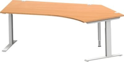 Schäfer Shop Genius Winkelschreibtisch MODENA FLEX 135 Grad mit C-Fuß-Rechteckrohr, Ansatz rechts, Farbe Buche/Weiß, Breite: 216,5 cm - Bild 1