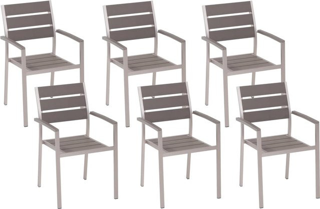Beliani Gartenstuhl aus Aluminium und Textilene in Grau und Silber, stapelbar, B/T/H: 57 x 54 x 88 cm - Bild 1