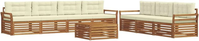 vidaXL Outdoor-Sofagarnitur 8-teilig aus Akazienholz mit Kissen in Natur und Creme - Bild 1