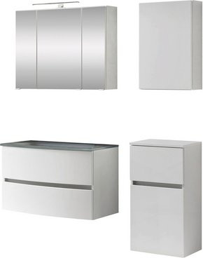 HELD MÖBEL Waschtisch-Set KOPENHAGEN in Weiss, 6-teilig, modern und wandmontiert mit LED-Beleuchtung und Soft-Close-Türen, B/T/H: 80 x 64 x 60 cm - Bild 1
