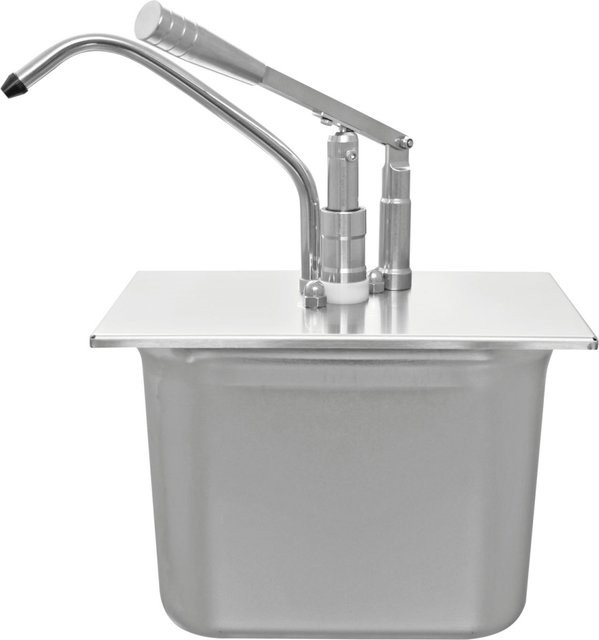 Schneider Hebel Dosierspender GN 1/4 aus Edelstahl in Silber, 5000 ml, B: 27,0 cm, T: 16,5 cm, H: 38,0 cm - Bild 1