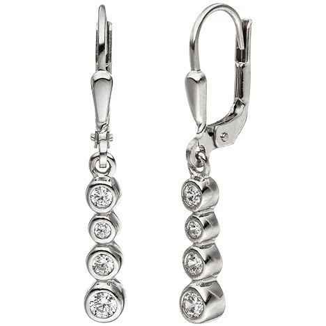 Colfem Ohrhänger 925 Sterling Silber, 8 Zirkonia, Ohrringe - Bild 1